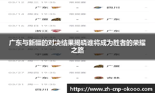 广东与新疆的对决结果揭晓谁将成为胜者的荣耀之路